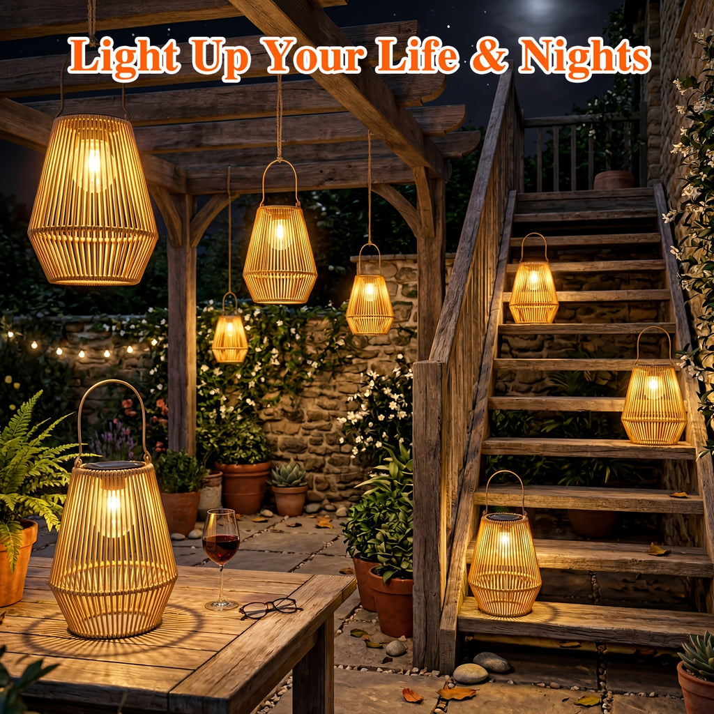 Solar-Bambuslichter, 4 Stück für Garten und Terrasse – Detailansicht 10