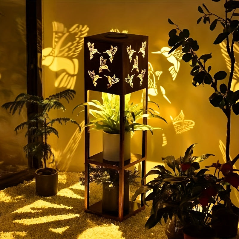 Solar Gartenlaterne, Gartenleuchte mit Vogelmuster 1 Stück für Garten und Terrasse – Hauptansicht