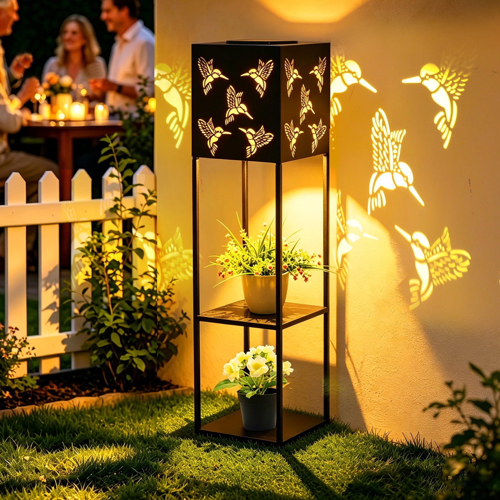 Solar Gartenlaterne, Gartenleuchte mit Vogelmuster 1 Stück für Garten und Terrasse – Detailansicht 2