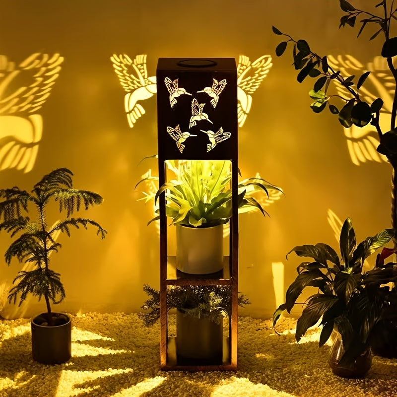 Solar Gartenlaterne, Gartenleuchte mit Vogelmuster 1 Stück für Garten und Terrasse – Detailansicht 4