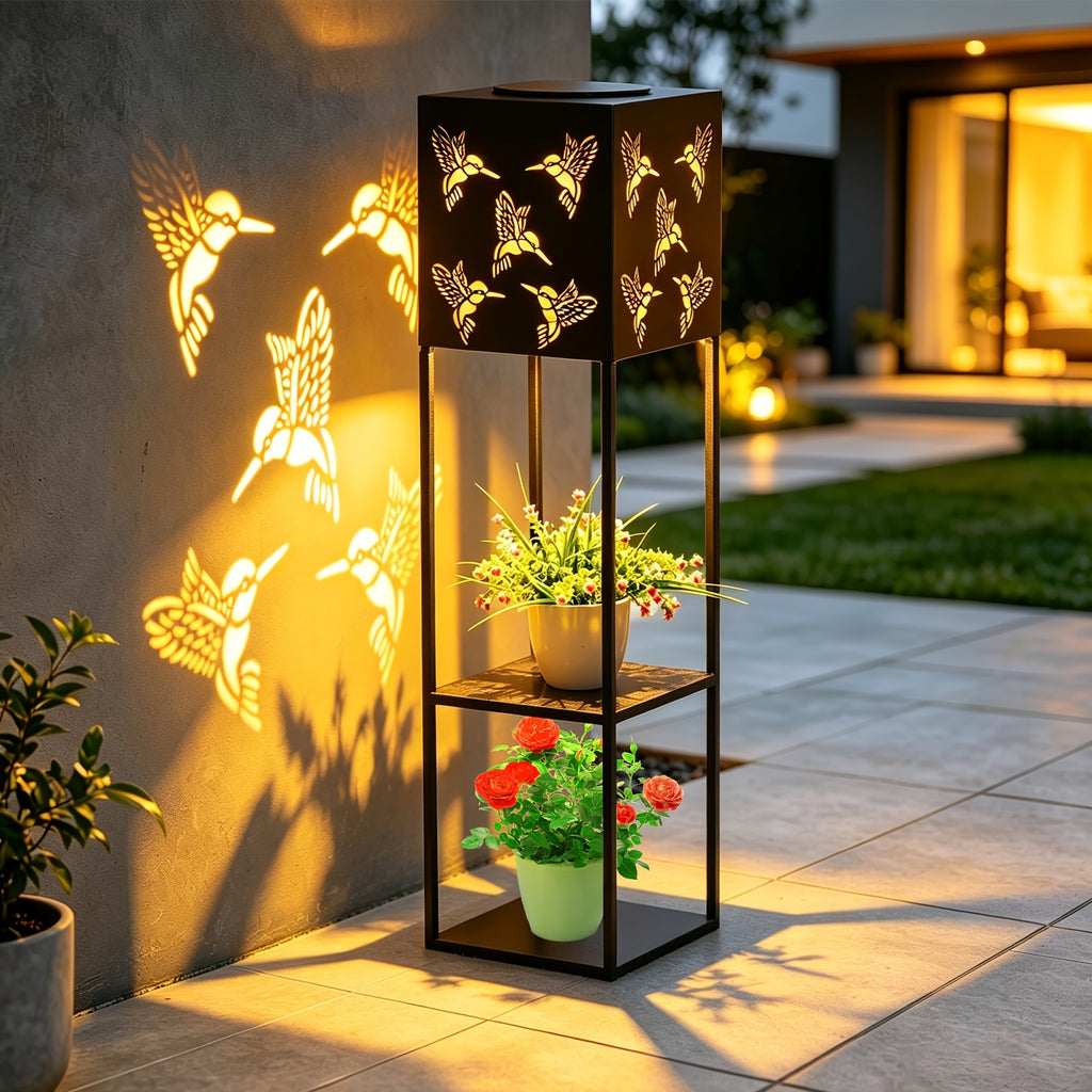 Solar Gartenlaterne, Gartenleuchte mit Vogelmuster 1 Stück für Garten und Terrasse – Detailansicht 5