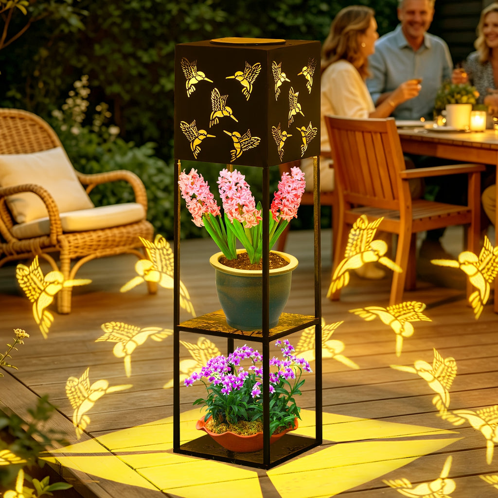 Solar Gartenlaterne, Gartenleuchte mit Vogelmuster 1 Stück für Garten und Terrasse – Detailansicht 6