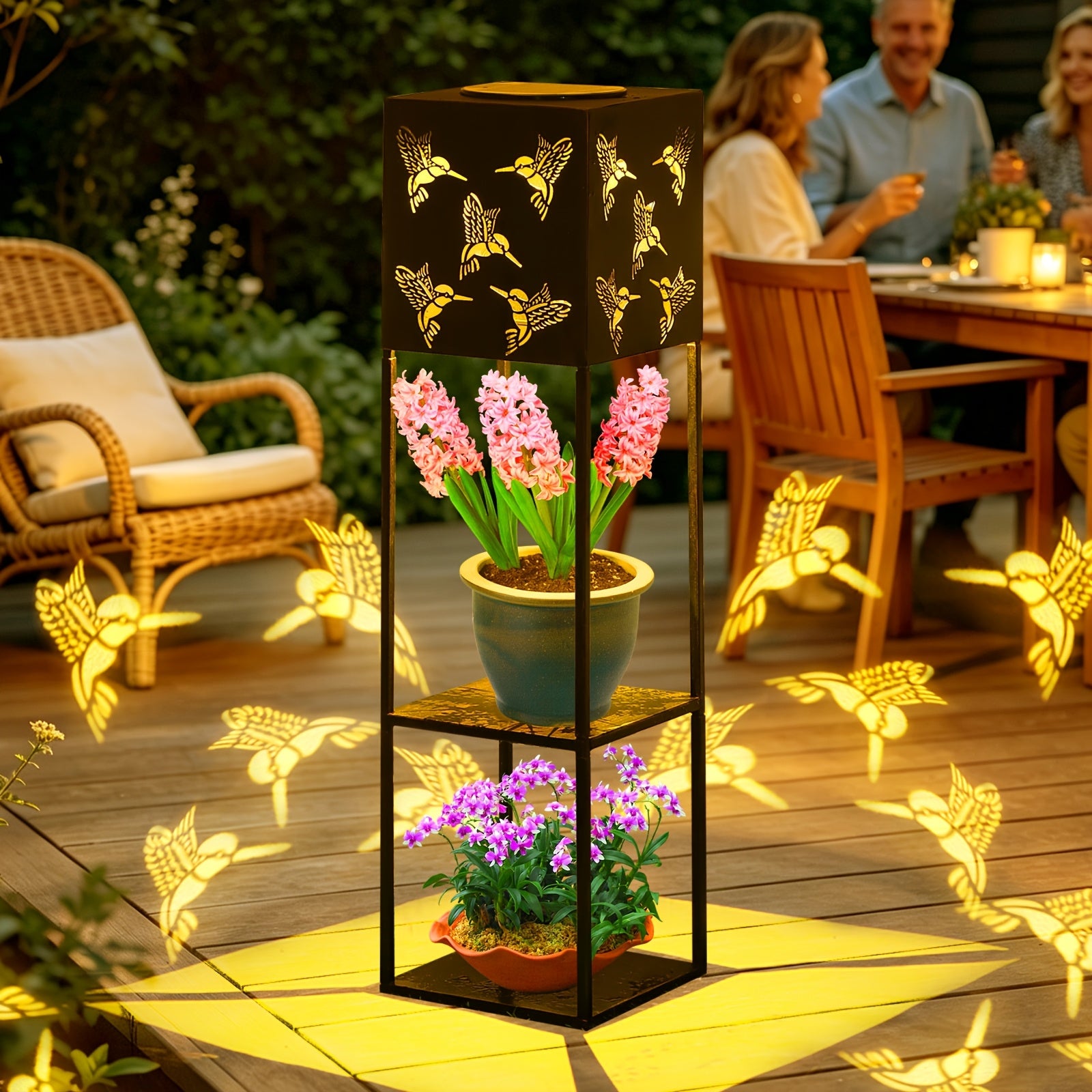 Solar Gartenlaterne, Gartenleuchte mit Vogelmuster 1 Stück für Garten und Terrasse – Detailansicht 6