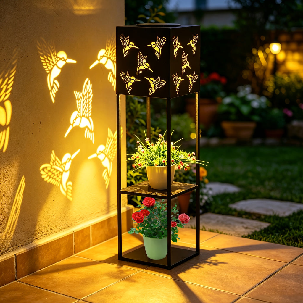 Solar Gartenlaterne, Gartenleuchte mit Vogelmuster 1 Stück für Garten und Terrasse – Detailansicht 7