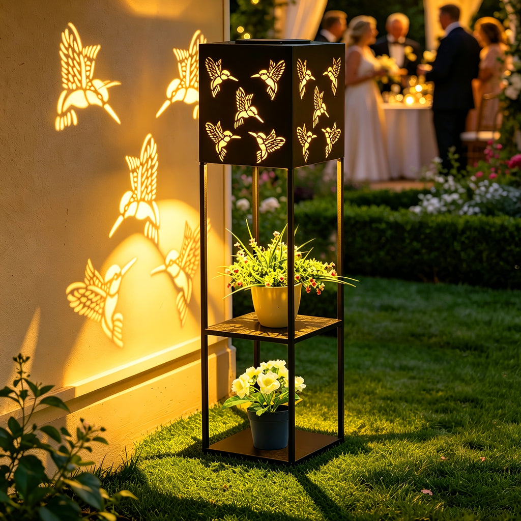Solar Gartenlaterne, Gartenleuchte mit Vogelmuster 1 Stück für Garten und Terrasse – Detailansicht 10