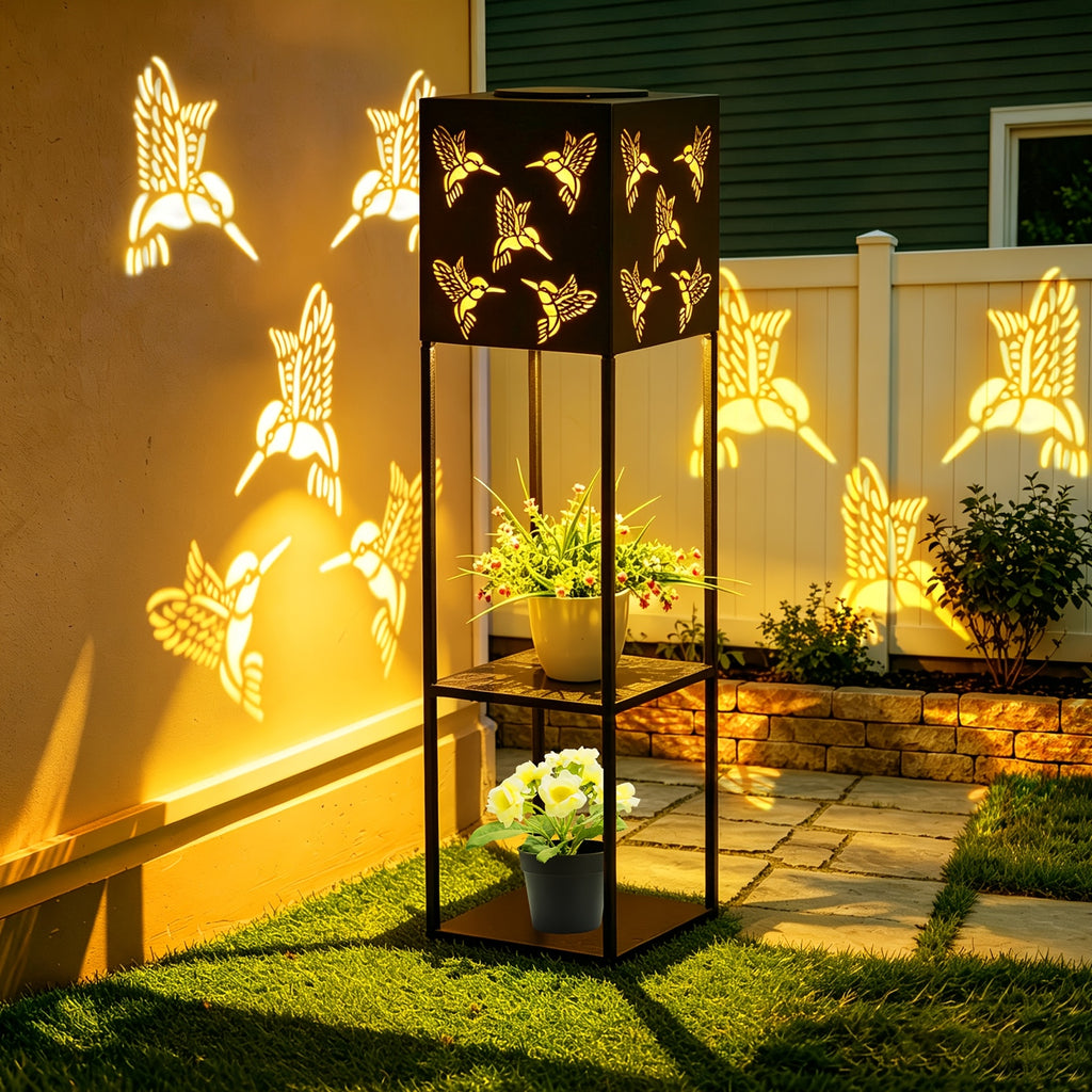Solar Gartenlaterne, Gartenleuchte mit Vogelmuster 1 Stück für Garten und Terrasse – Detailansicht 11
