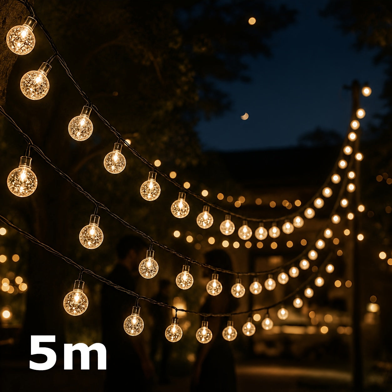 Solar-Kristallkugel-Lichterkette, Warmes Licht für Garten und Terrasse – Detailansicht 3