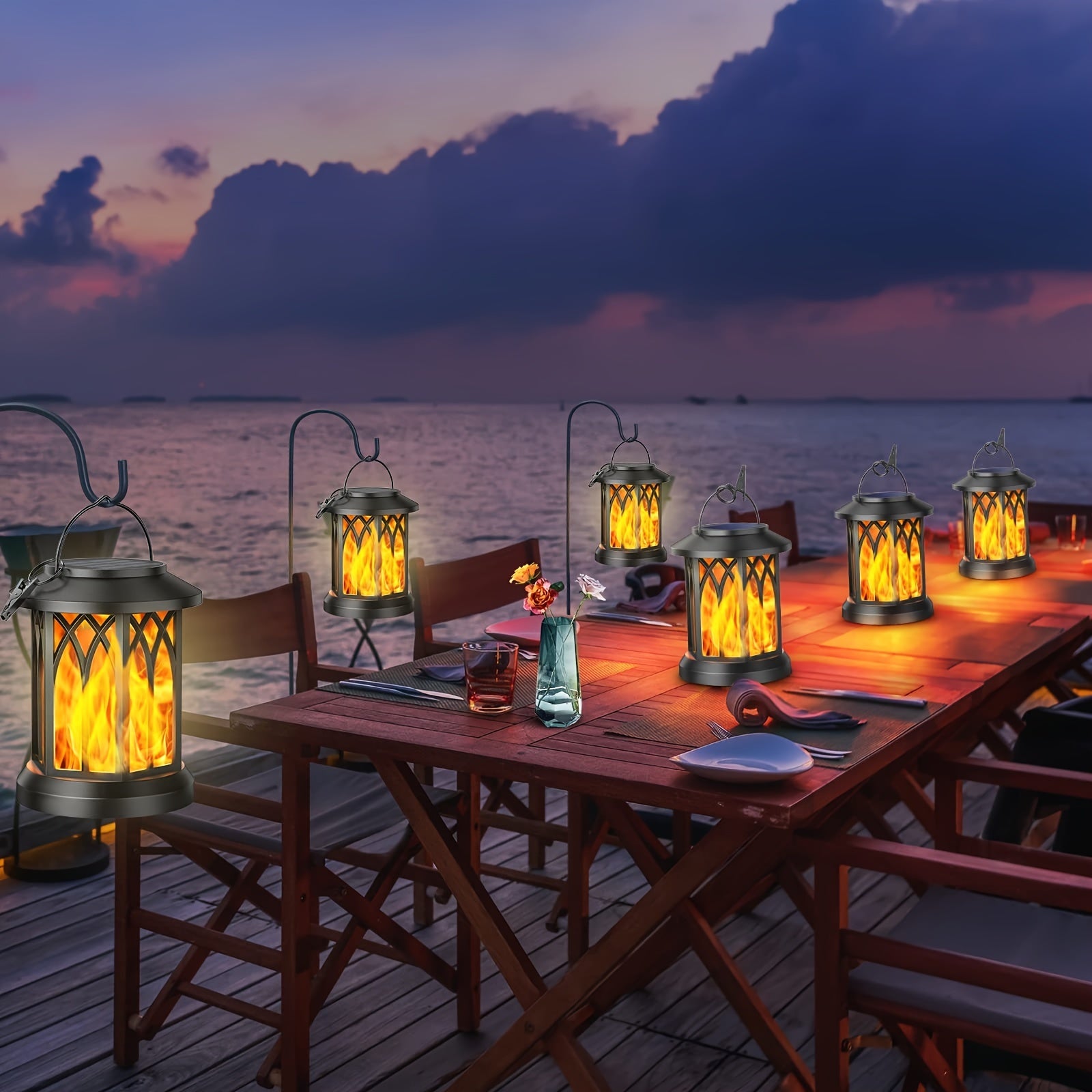 Solar Laterne Lichter, LED-Beleuchtung für Garten und Terrasse – Detailansicht 6