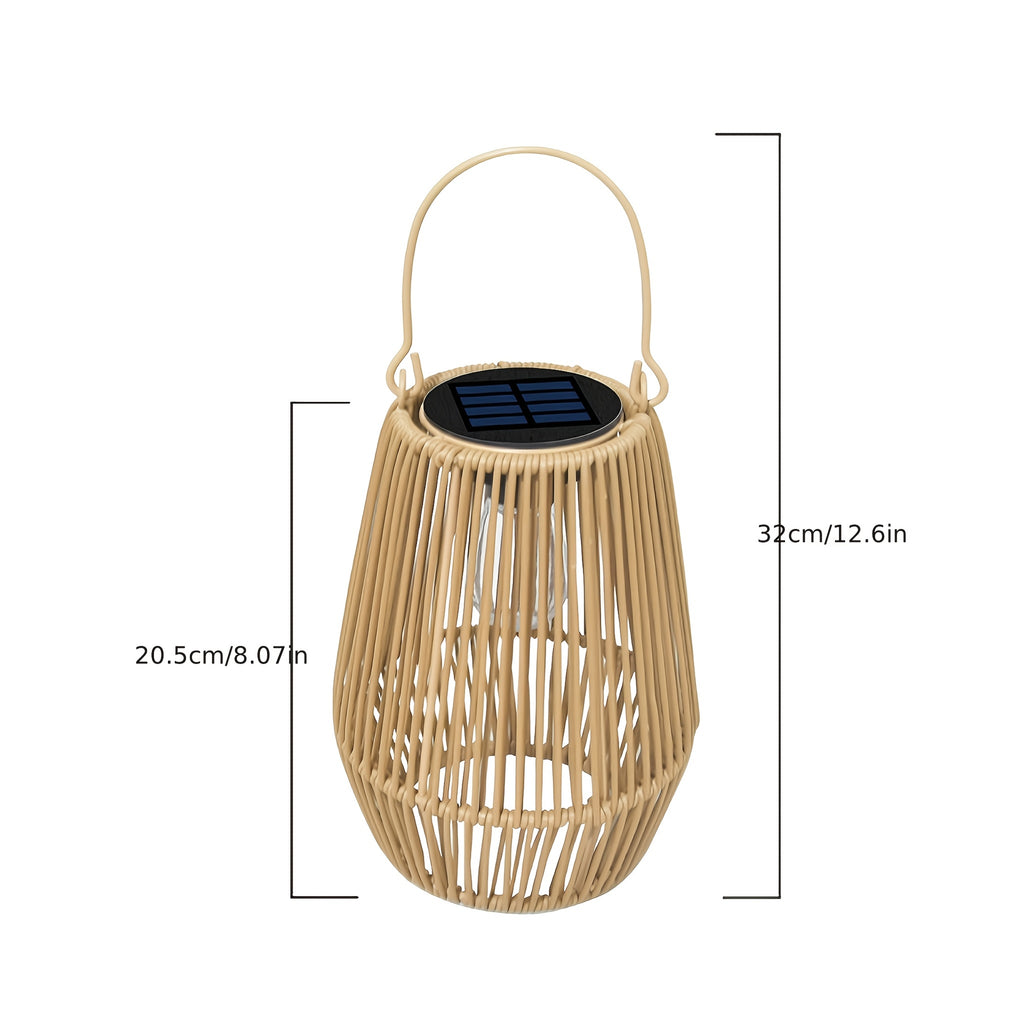 Solar-Laternen aus handgefertigtem Bambus-Rattan, 2St für Garten und Terrasse – Detailansicht 4