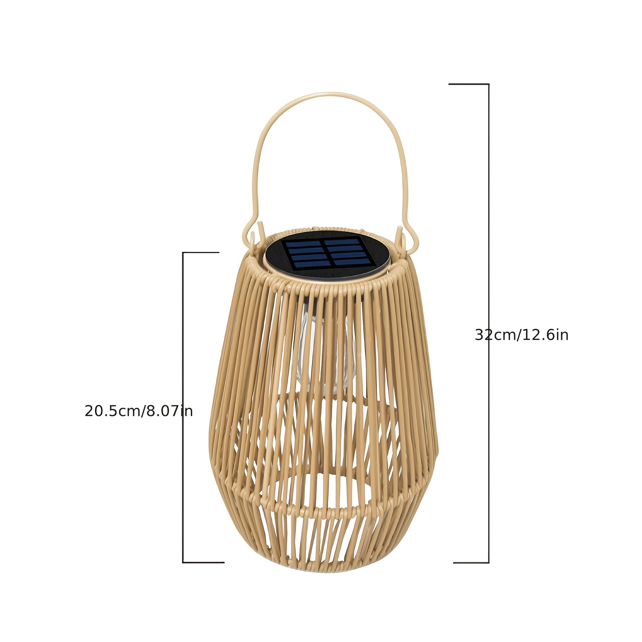 Solar-Laternen aus handgefertigtem Bambus-Rattan, 2St für Garten und Terrasse – Detailansicht 4
