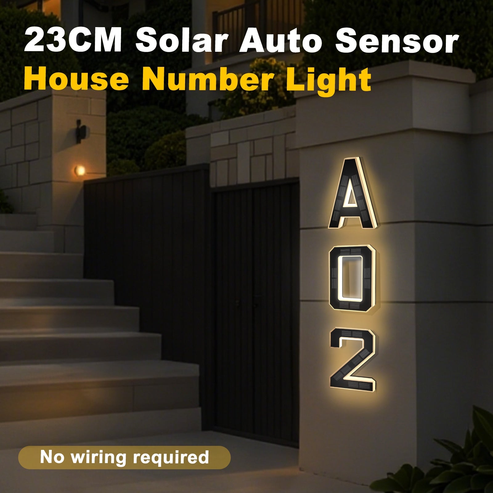 Solar LED Hausnummernschild, LED-Beleuchtung für Alltag und Zuhause – Hauptansicht