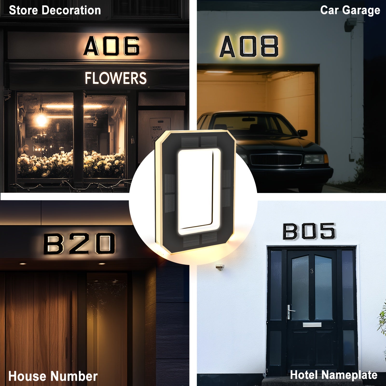 Solar LED Hausnummernschild, LED-Beleuchtung für Alltag und Zuhause – Detailansicht 2