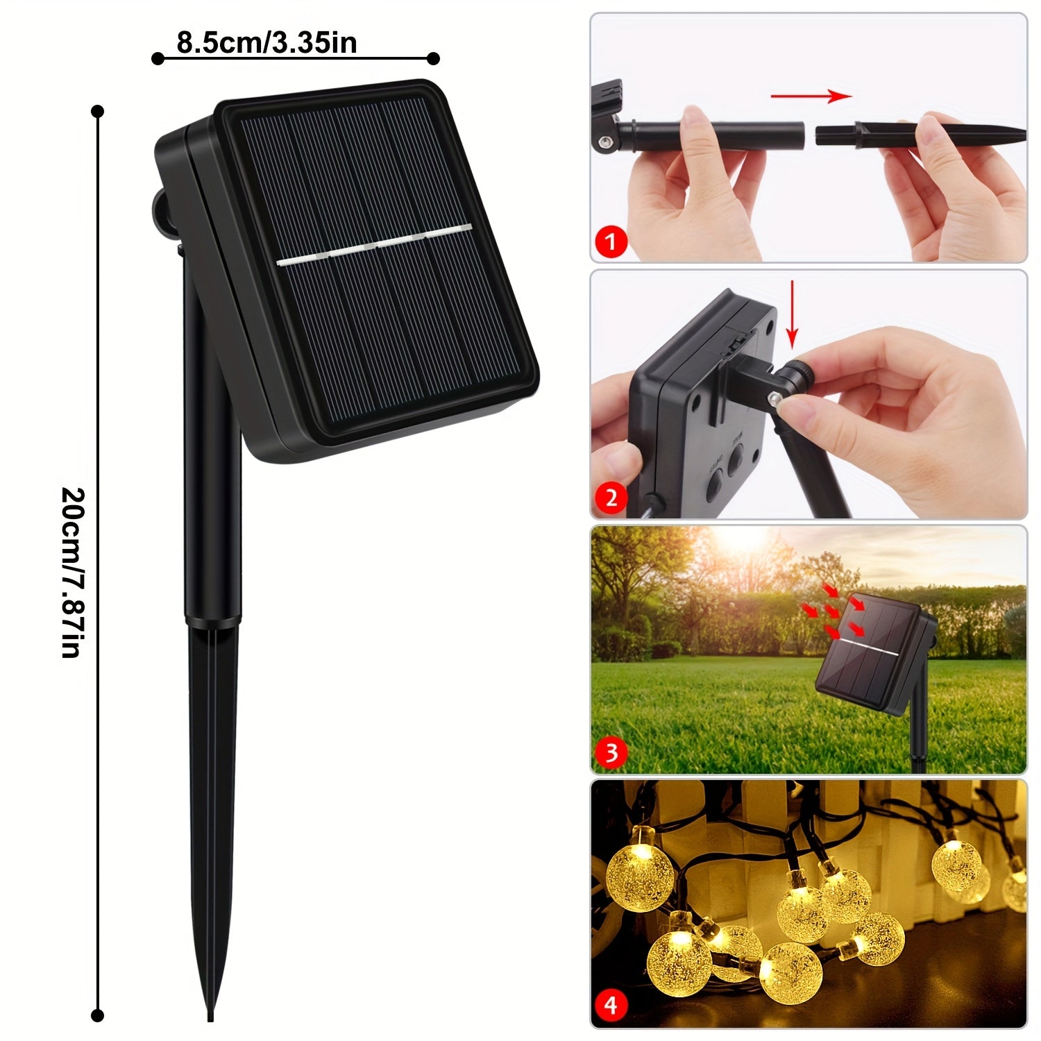 Solar-Lichterkette, 198LED-25Meter Außenlichterkette für Terrasse und Garten – Detailansicht 3