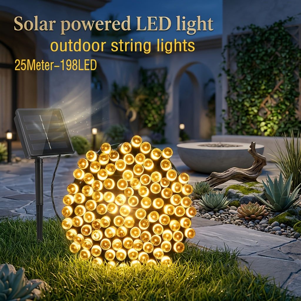 Solar-Lichterkette, 198LED-25Meter Außenlichterkette für Terrasse und Garten – Detailansicht 6