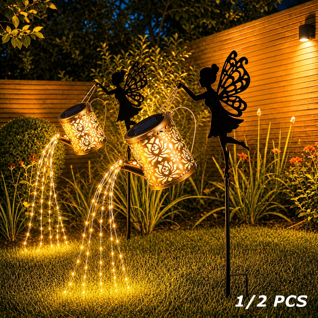 Solar-Lichterkette, 2 Stück für Garten und Terrasse – Hauptansicht