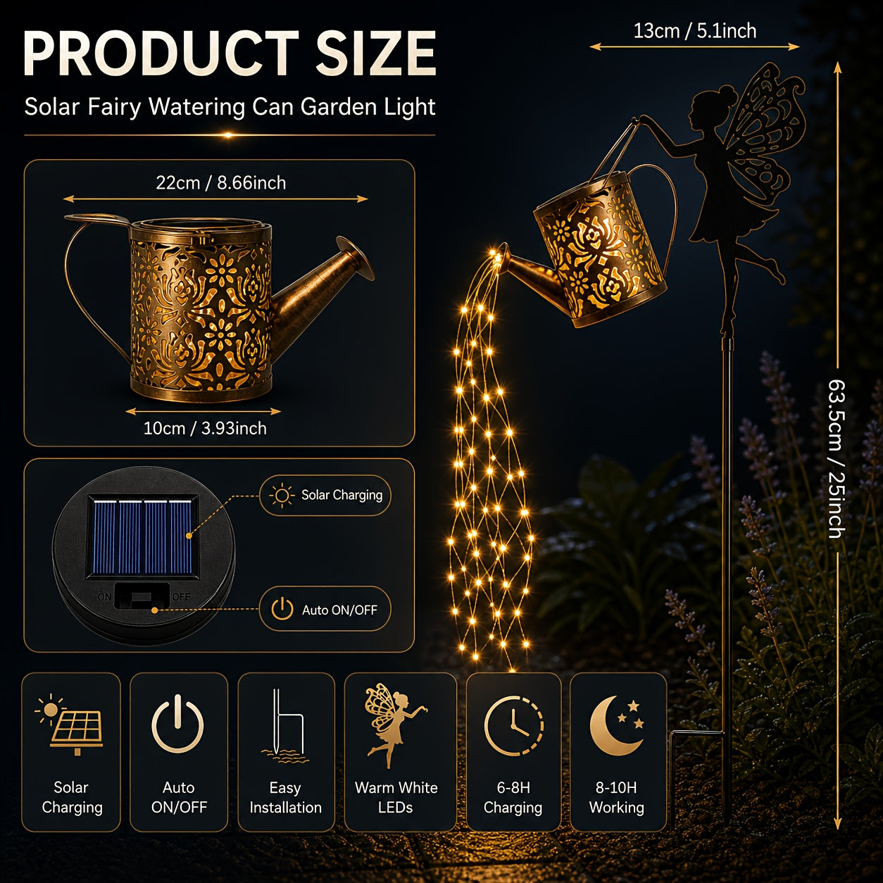 Solar-Lichterkette, 2 Stück für Garten und Terrasse – Detailansicht 9