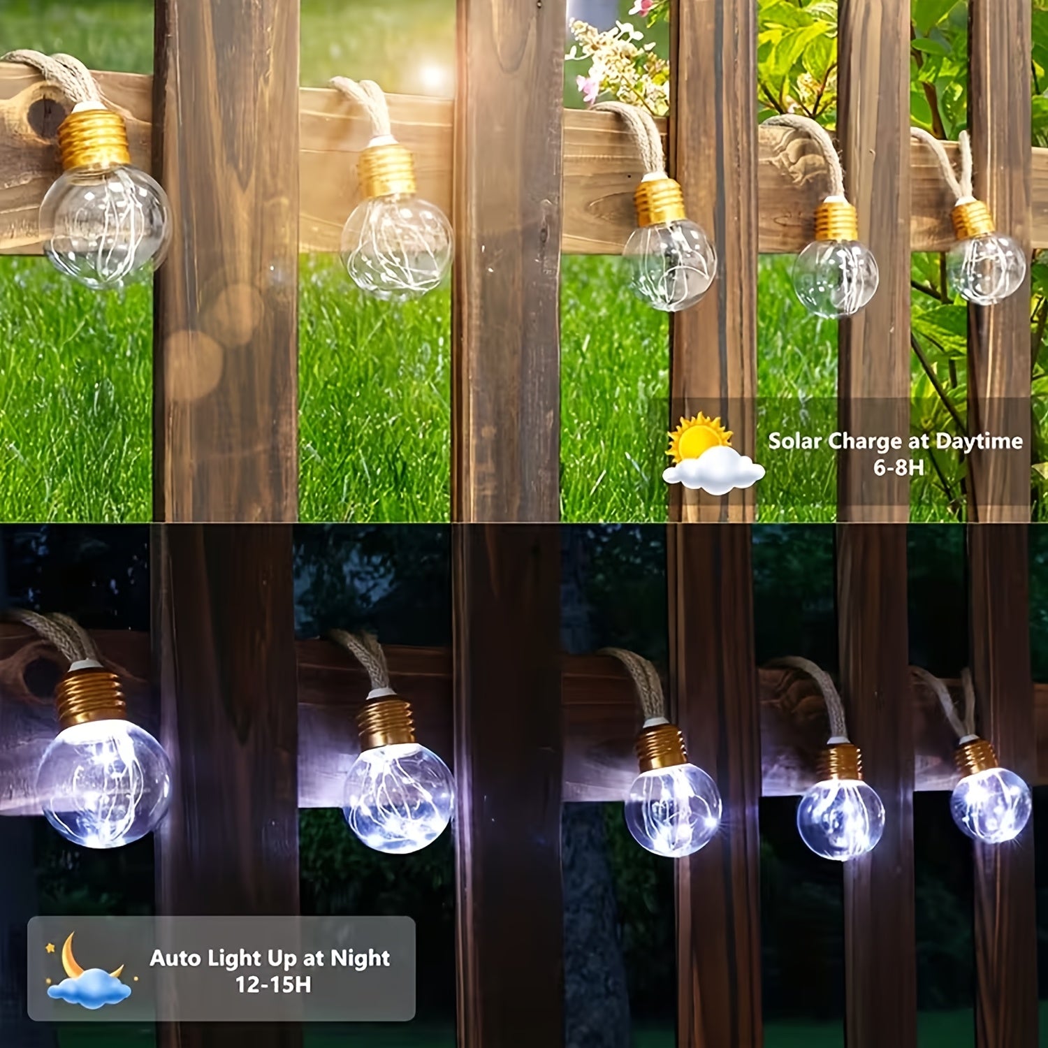 Solar-Lichterkette, 25 LEDs (8 Modi) für Garten und Außen – Detailansicht 6