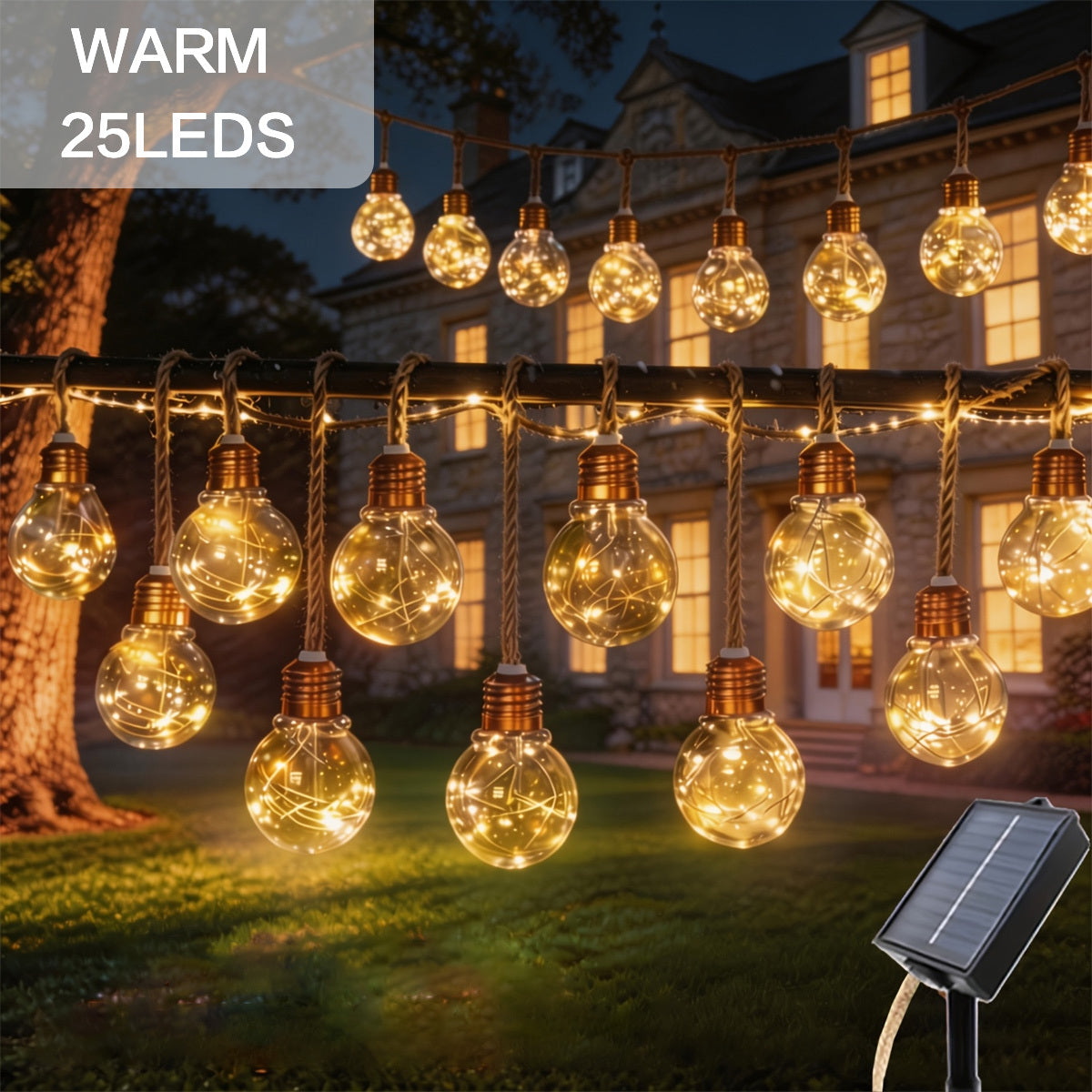 Solar-Lichterkette, 25 LEDs (8 Modi) für Garten und Außen – Detailansicht 9
