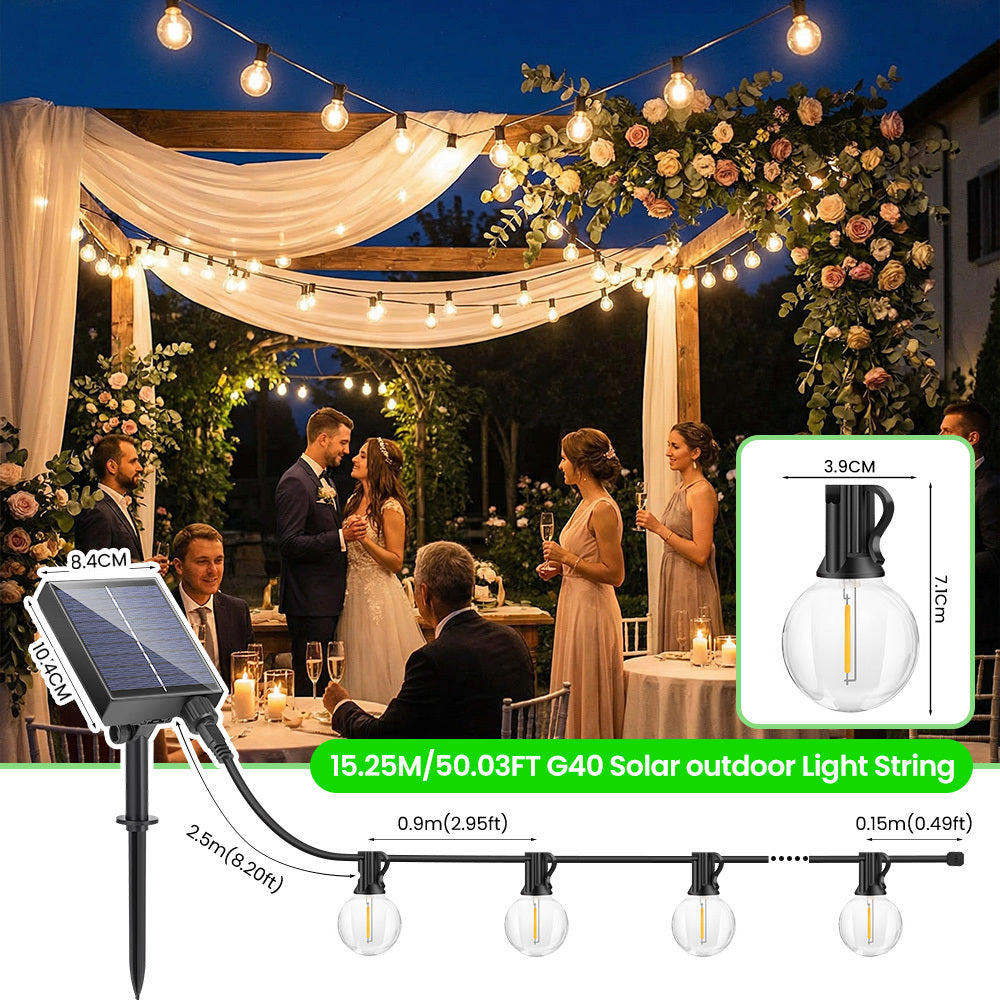 Solar-Lichterkette, LED-Beleuchtung für Terrasse und Außenbereich Garten Hof Terrasse Hochzeit – Detailansicht 2