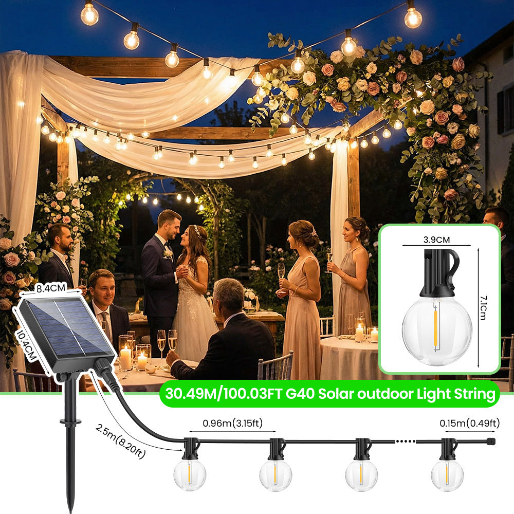 Solar-Lichterkette, LED-Beleuchtung für Terrasse und Außenbereich Garten Hof Terrasse Hochzeit – Detailansicht 10