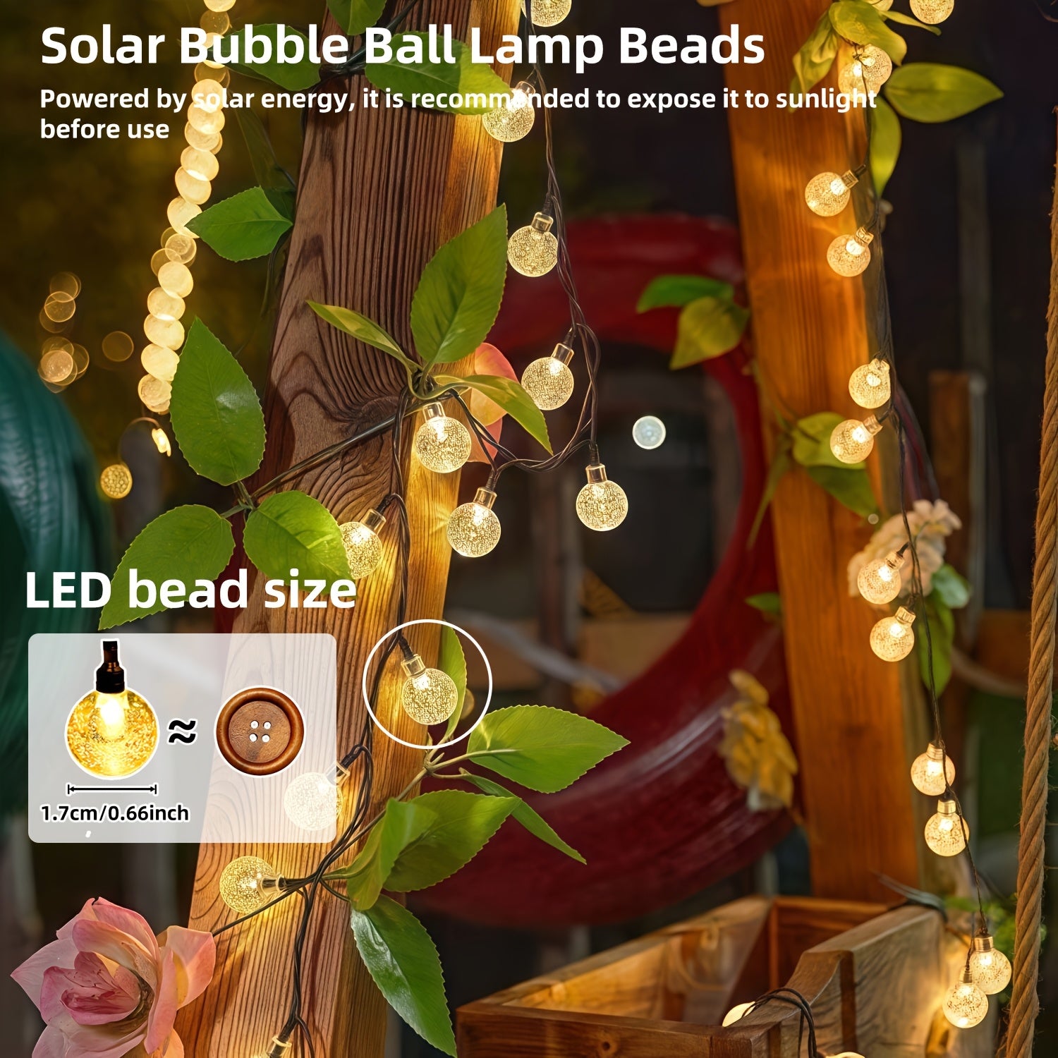 Solar-Lichterkette, Mehrfarbig für Terrasse – Detailansicht 2