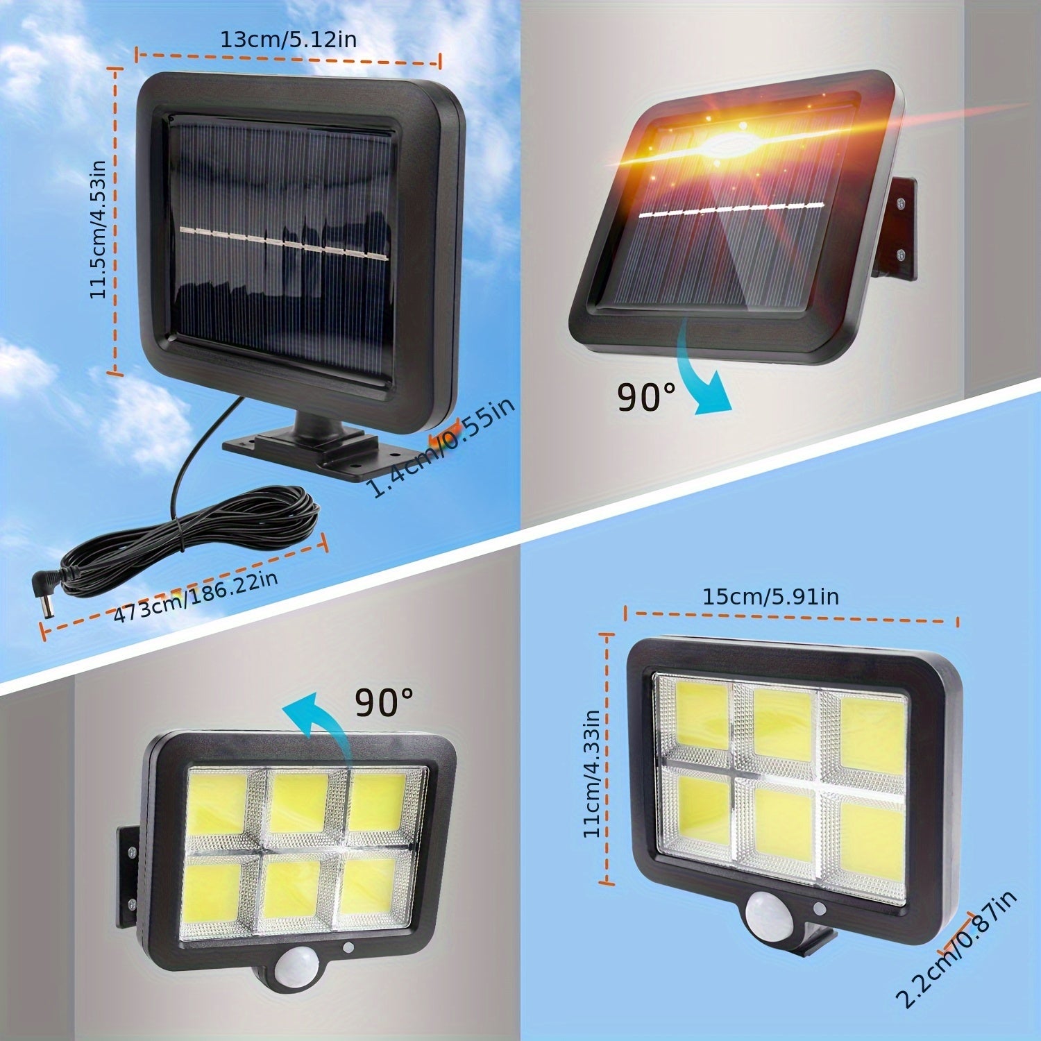 Solar-Wandleuchte, 1 Stk für Garten – Detailansicht 4