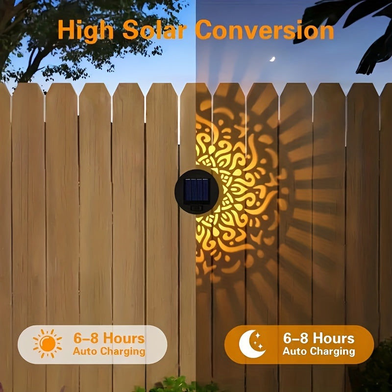 Solar-Wandzaunleuchten Metalllaterne, LED-Beleuchtung für Garten und Terrasse – Detailansicht 4