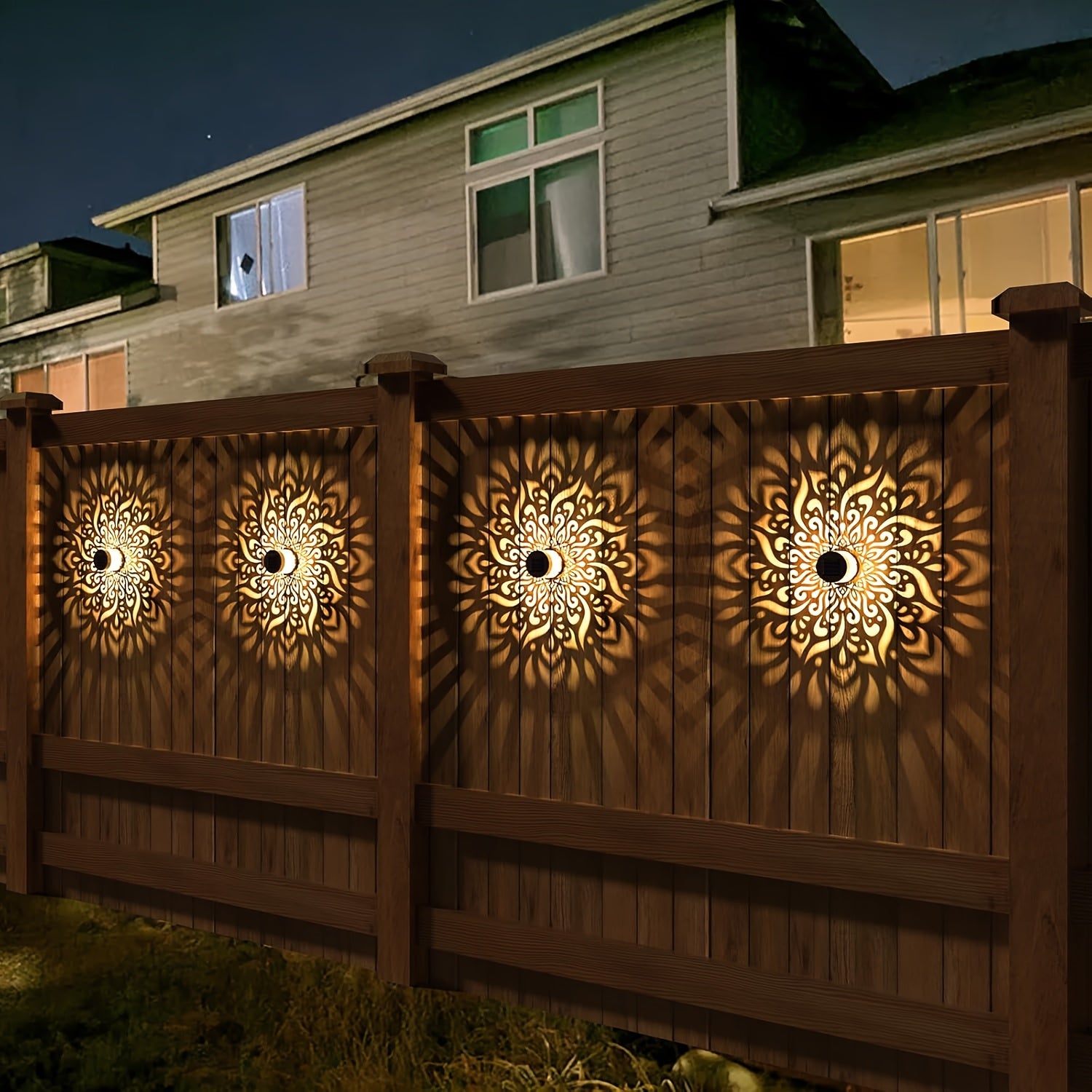 Solar-Wandzaunleuchten Metalllaterne, LED-Beleuchtung für Garten und Terrasse – Detailansicht 9