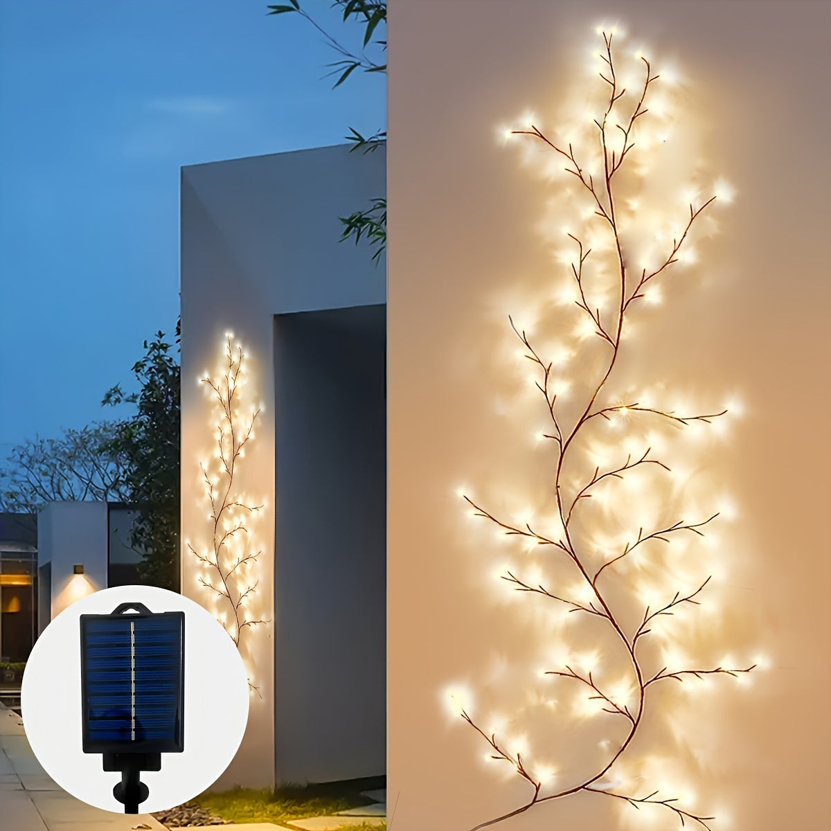 Solar-Weidenranken-Licht für Heimdekoration, LED-Beleuchtung für Schlafzimmer und Bett – Detailansicht 3