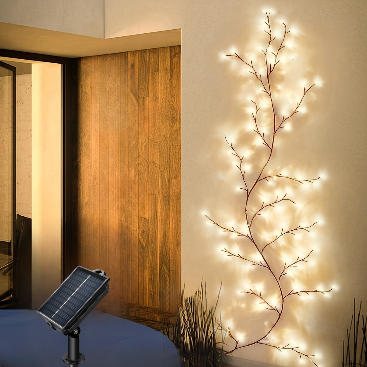 Solar-Weidenranken-Licht für Heimdekoration, LED-Beleuchtung für Schlafzimmer und Bett – Detailansicht 4