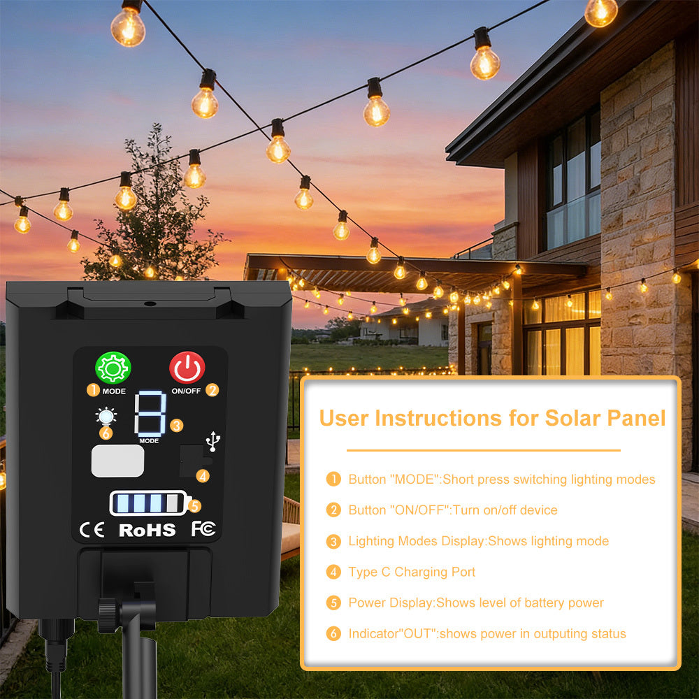 Solarbetriebene Lichterkette, LED-Beleuchtung für Garten und Terrasse – Detailansicht 7