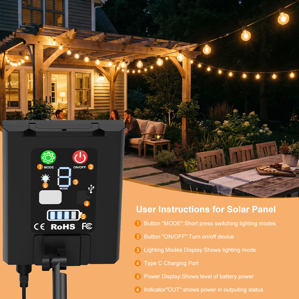 Solarbetriebene Lichterkette, LED-Beleuchtung für Garten und Terrasse – Detailansicht 25