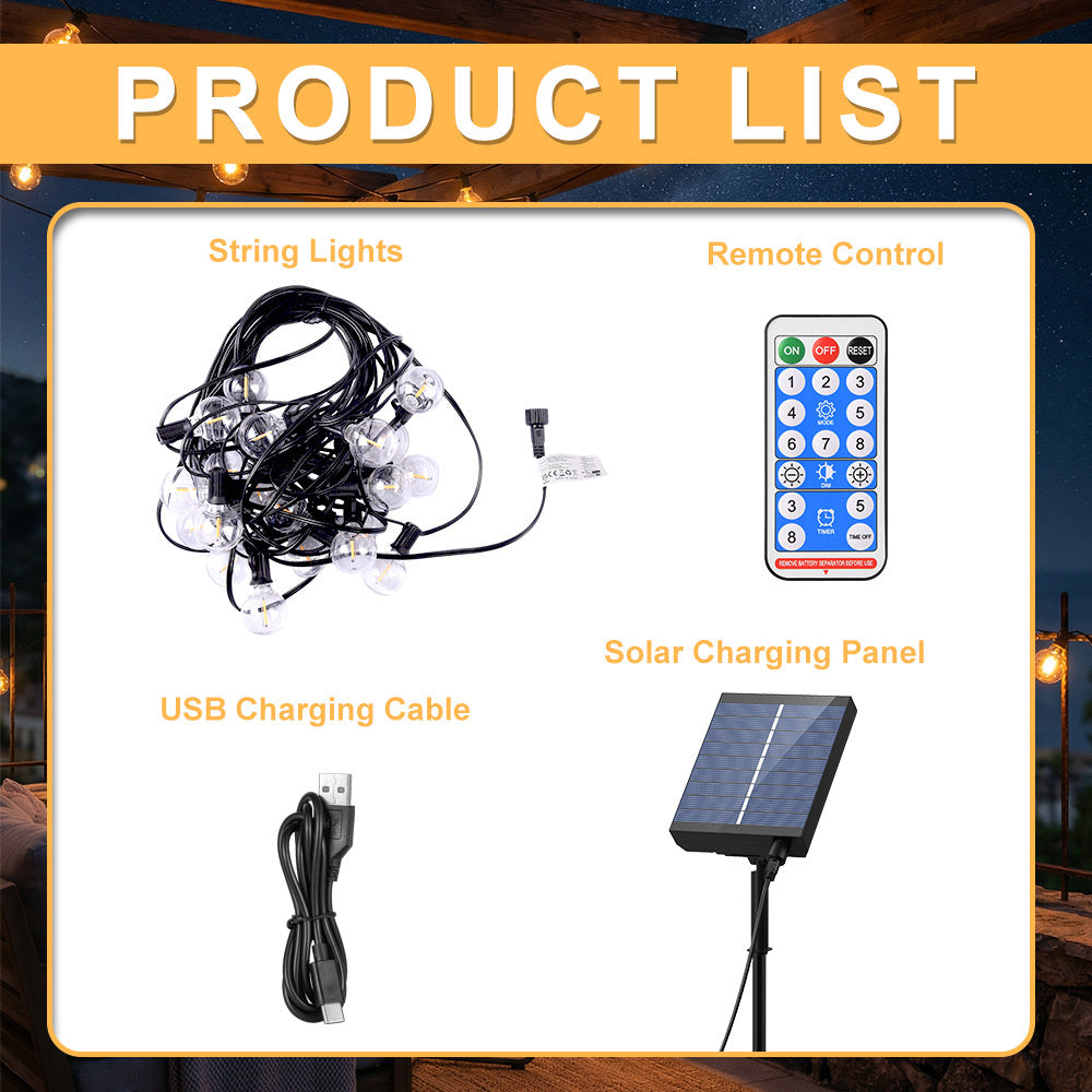 Solarbetriebene Lichterkette, LED-Beleuchtung für Garten und Terrasse – Detailansicht 35