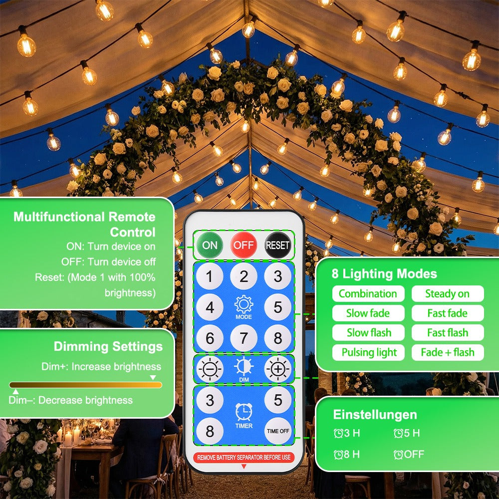 Solare Außen-Lichterkette, LED-Beleuchtung für Garten und Terrasse – Detailansicht 15