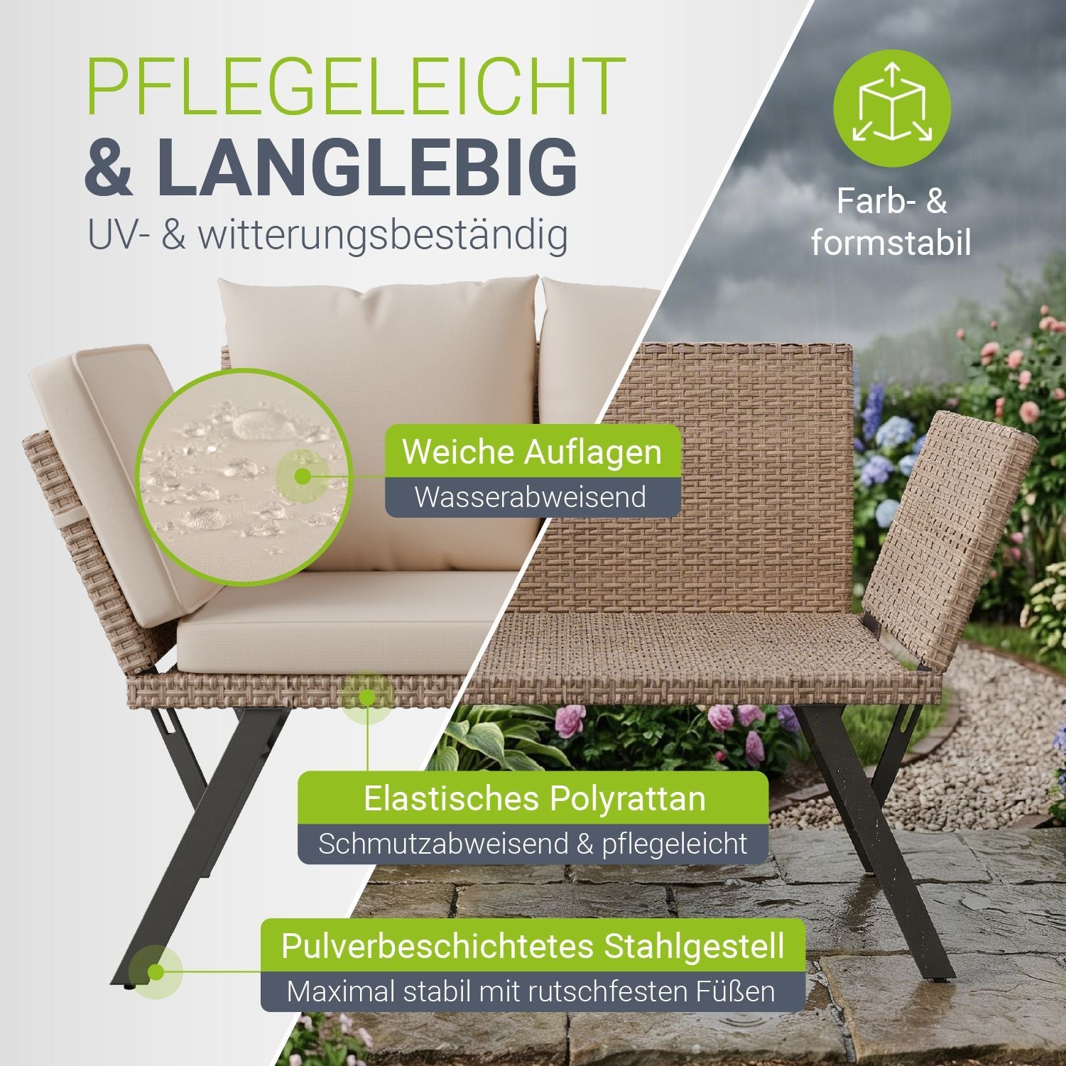 Sonnenliege, 240 kg für Garten und Balkon – Detailansicht 4