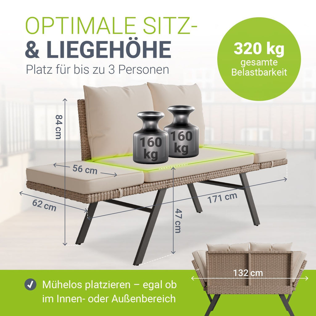 Sonnenliege, 240 kg für Garten und Balkon – Detailansicht 7
