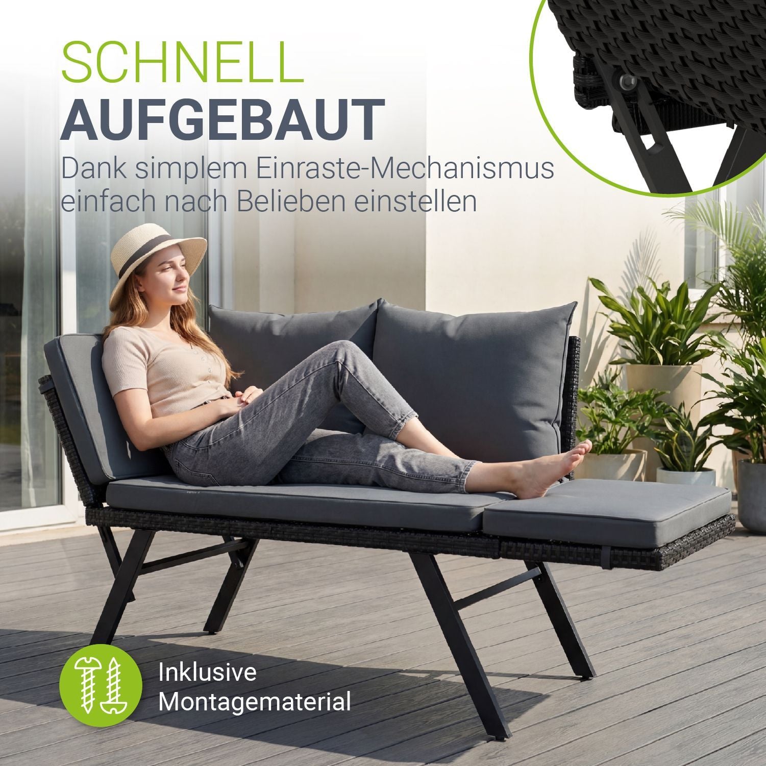 Sonnenliege, 240 kg für Garten und Balkon – Detailansicht 27