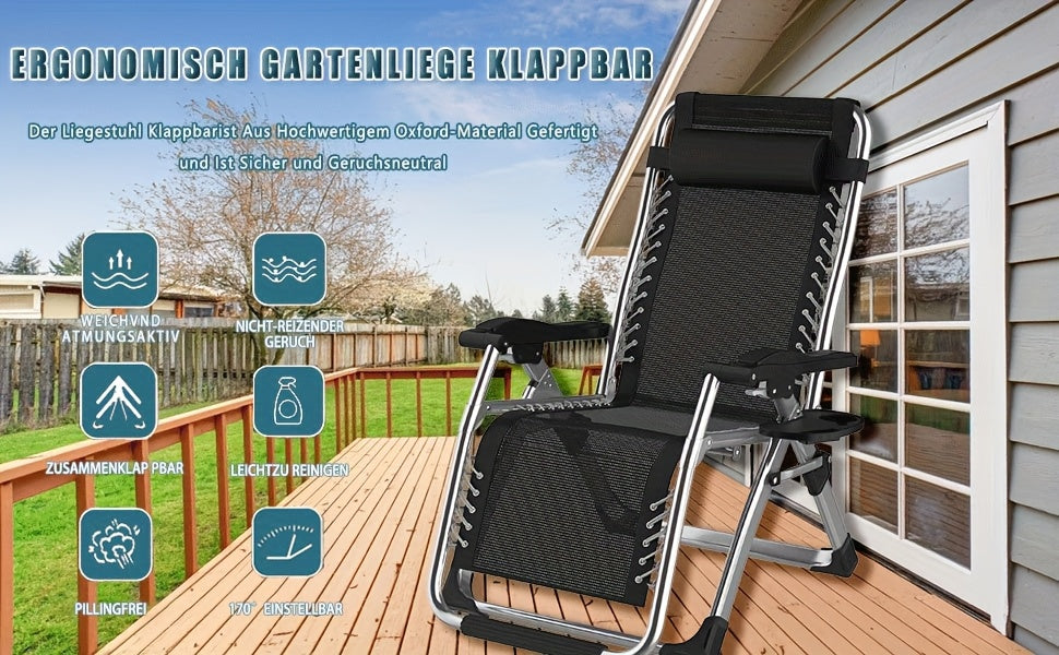 Sonnenliege, 72cm für Garten und Balkon – Detailansicht 5