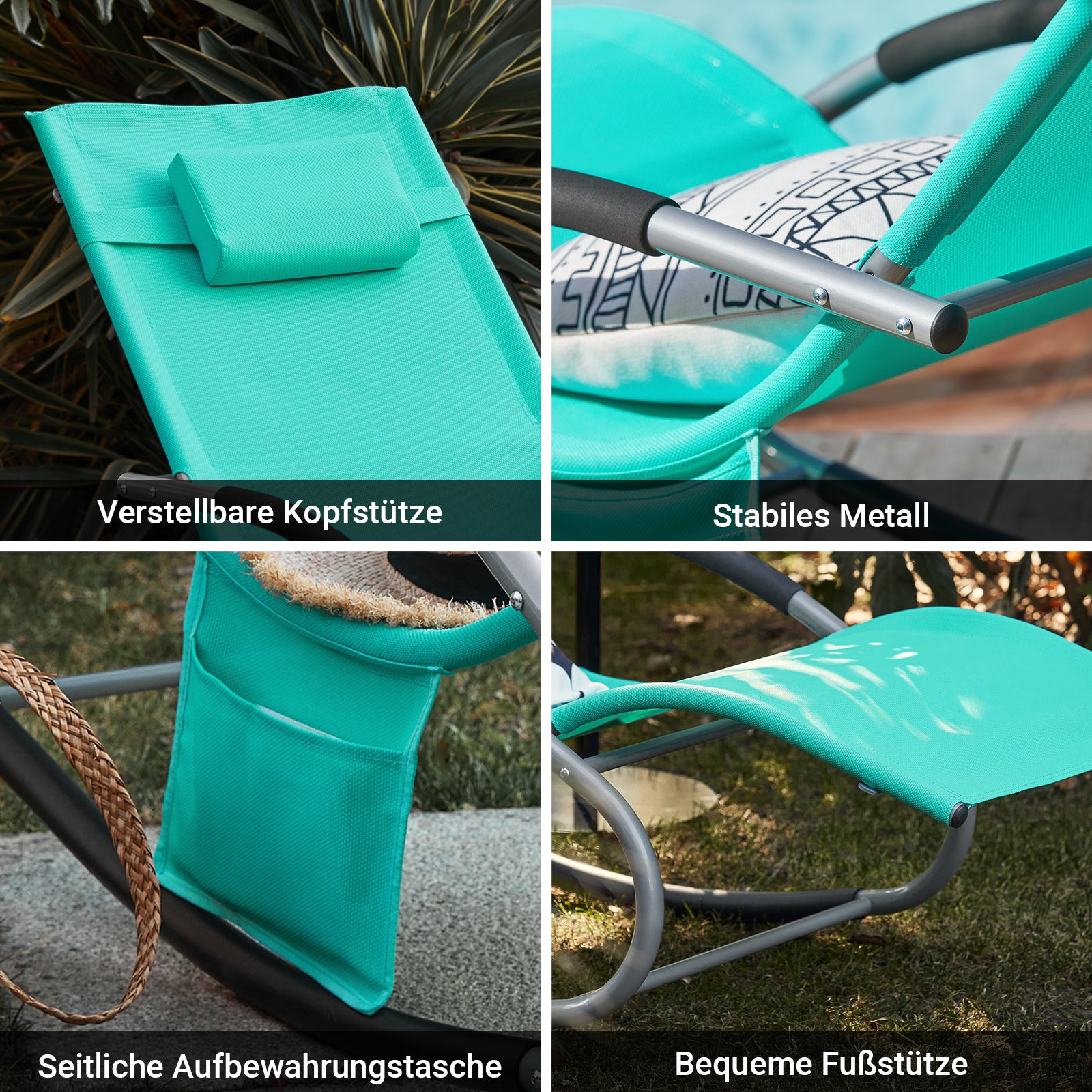 Sonnenliege, Schwarz für Garten – Detailansicht 6