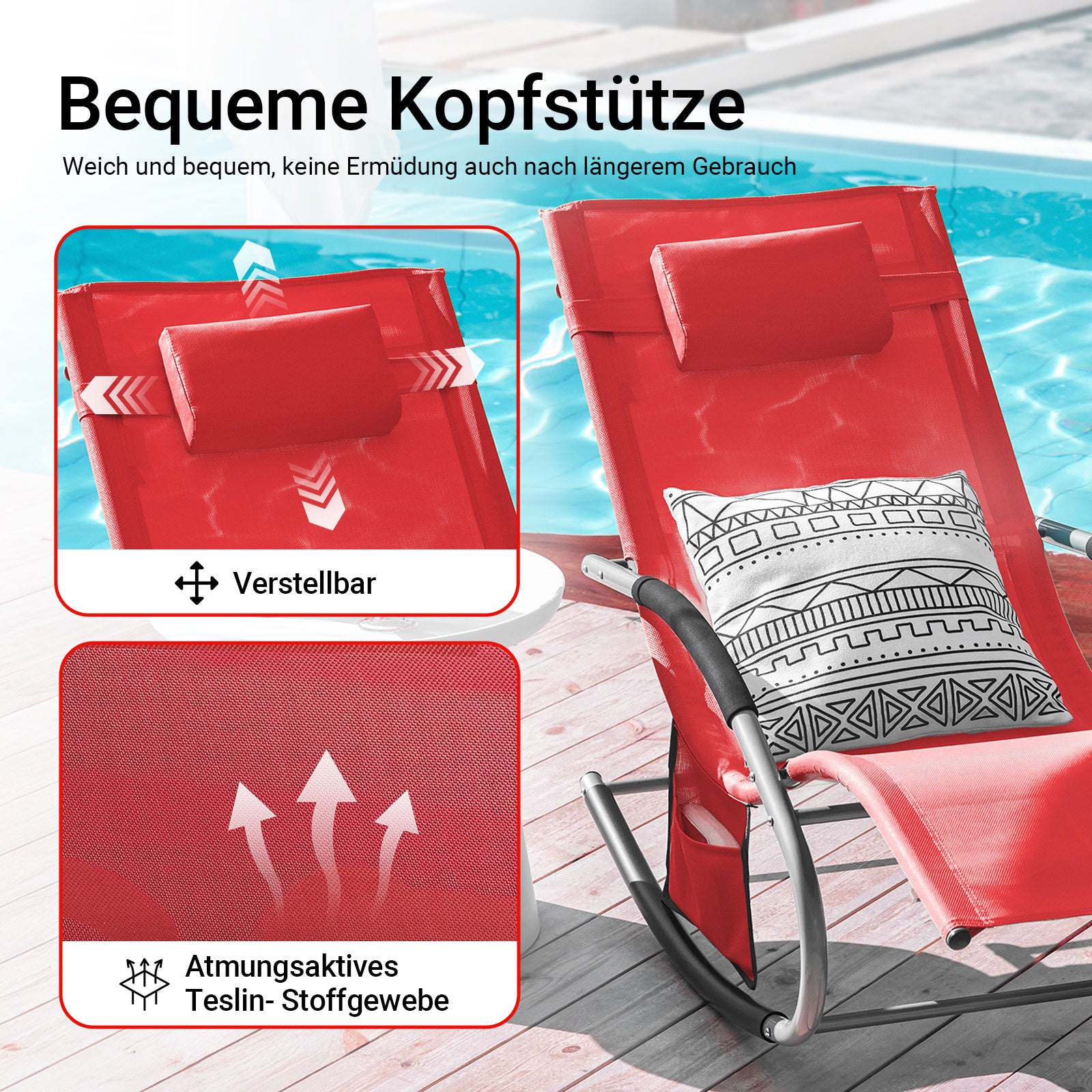 Sonnenliege, Schwarz für Garten – Detailansicht 41