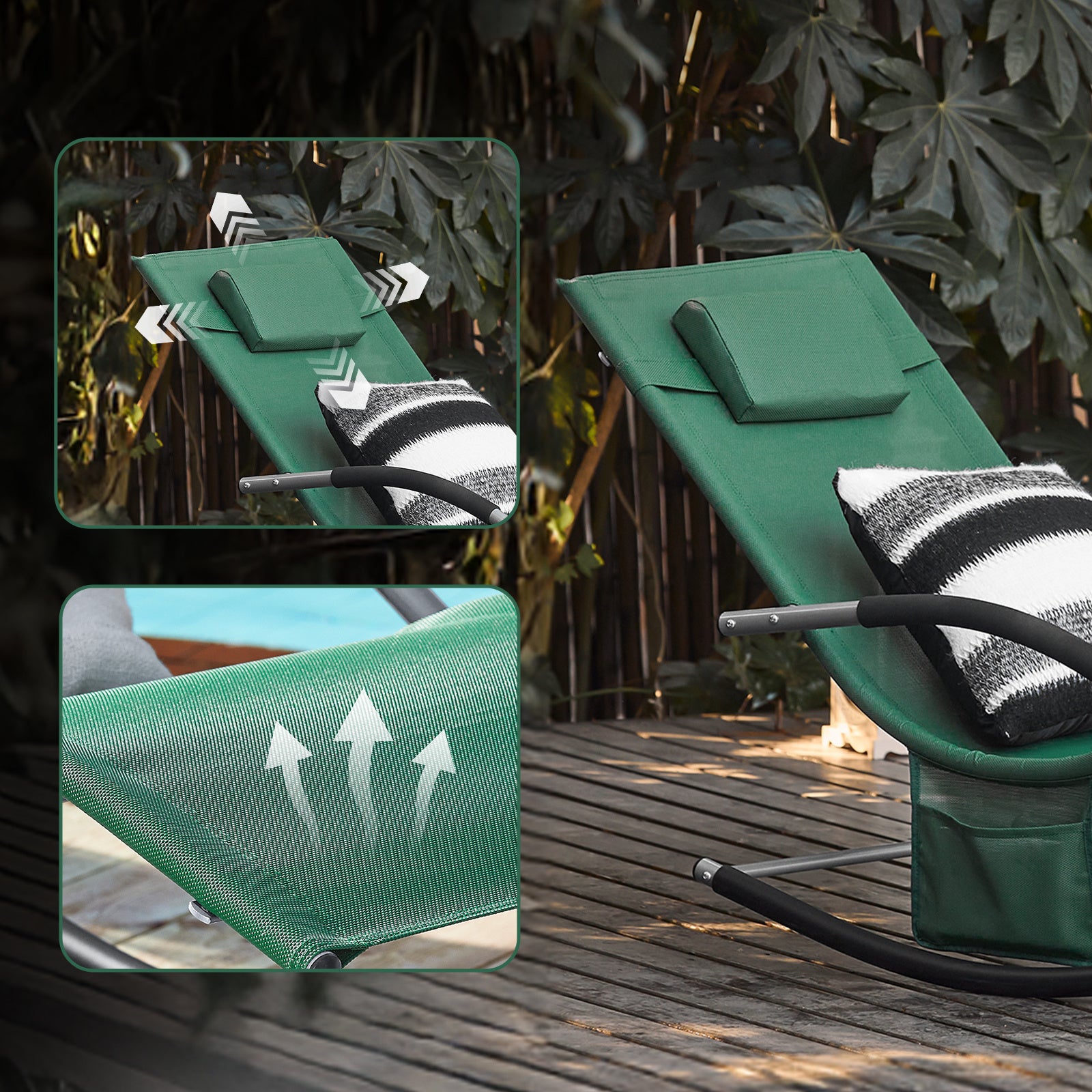 Sonnenliege, Schwarz für Garten – Detailansicht 48