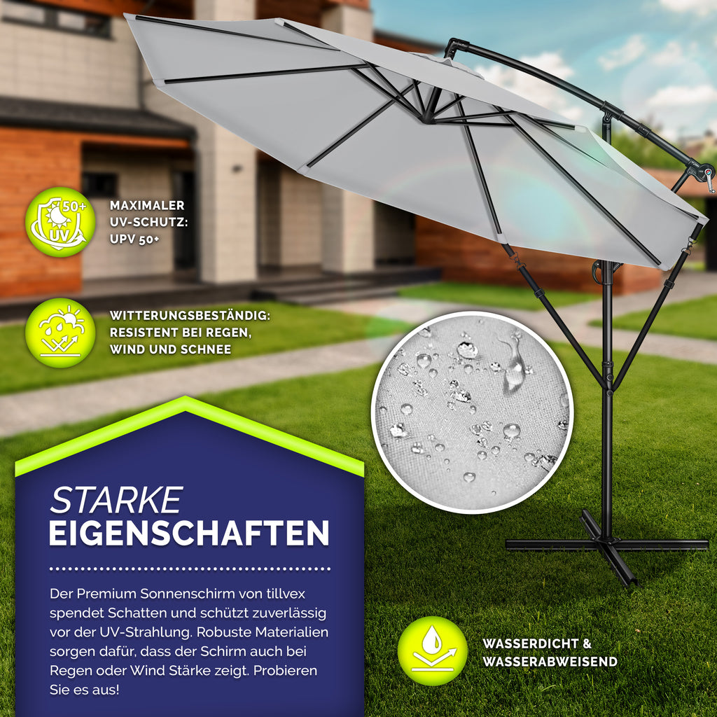Sonnenschirm, Aluminium für Garten und Balkon – Detailansicht 2