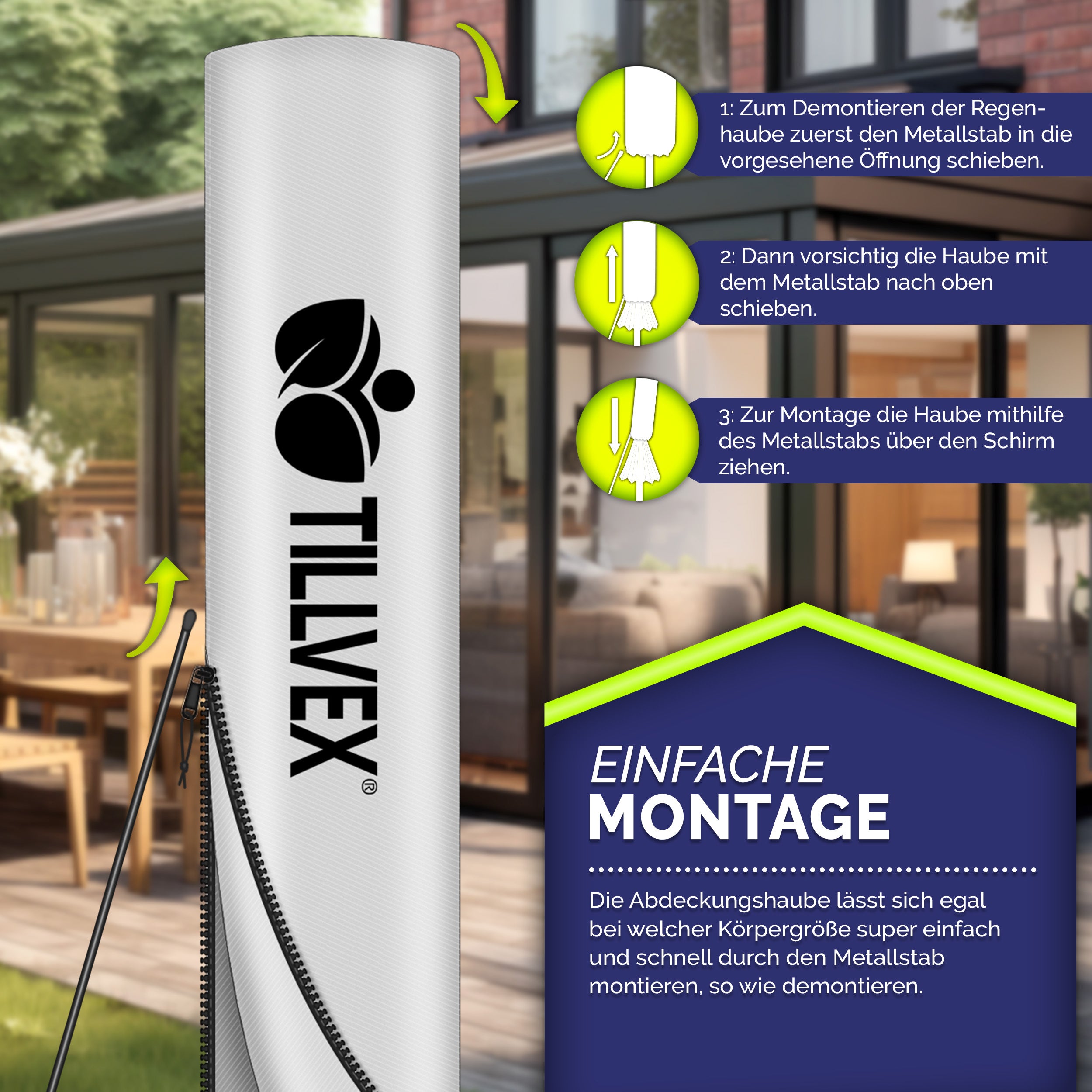 Sonnenschirm, Aluminium für Garten und Balkon – Detailansicht 4