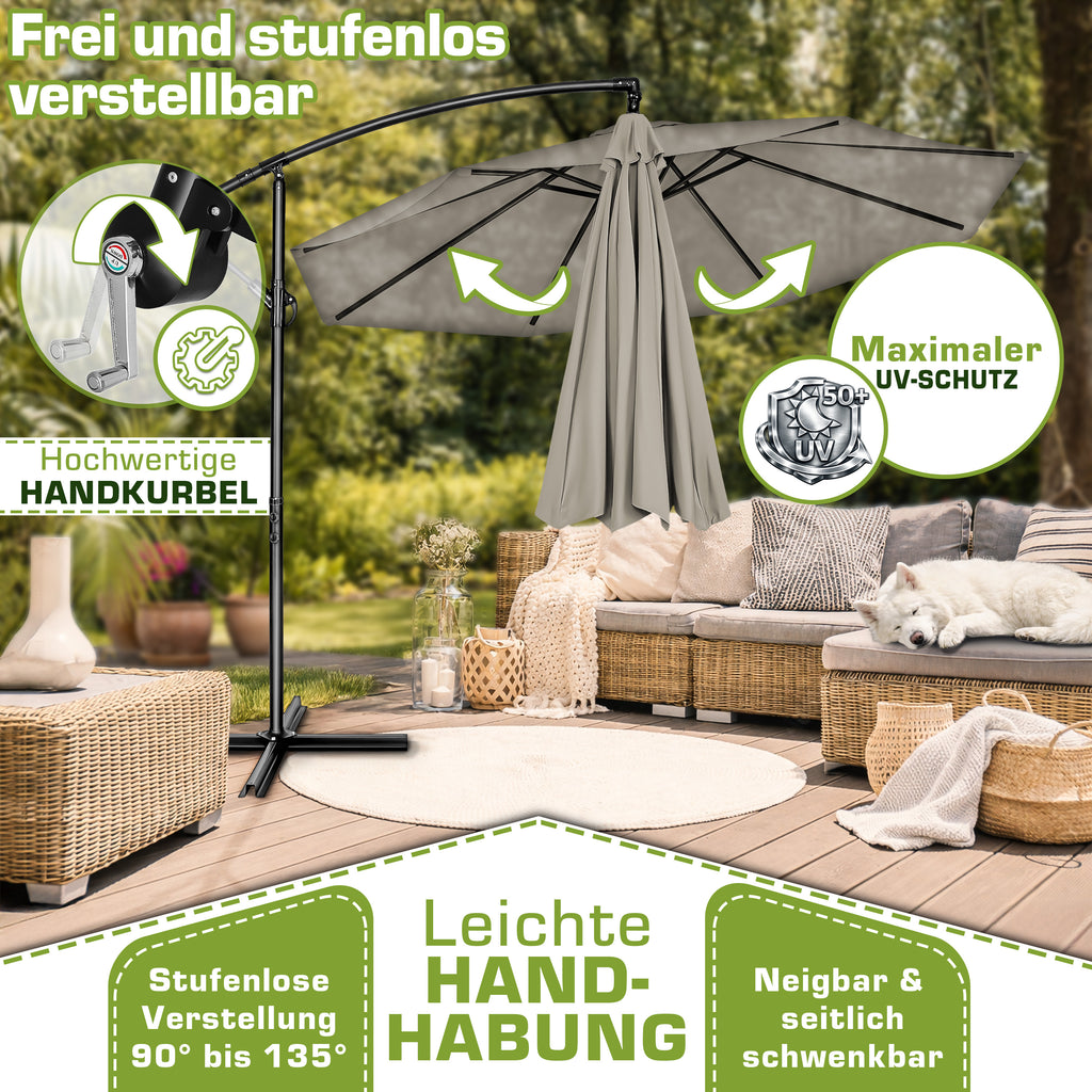 Sonnenschirm, Aluminium für Garten und Balkon – Detailansicht 6