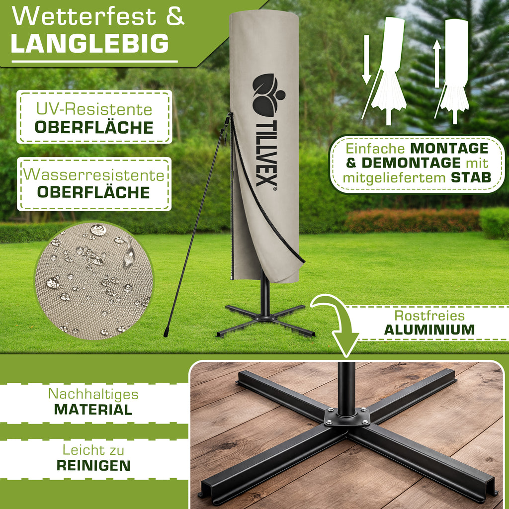 Sonnenschirm, Aluminium für Garten und Balkon – Detailansicht 7