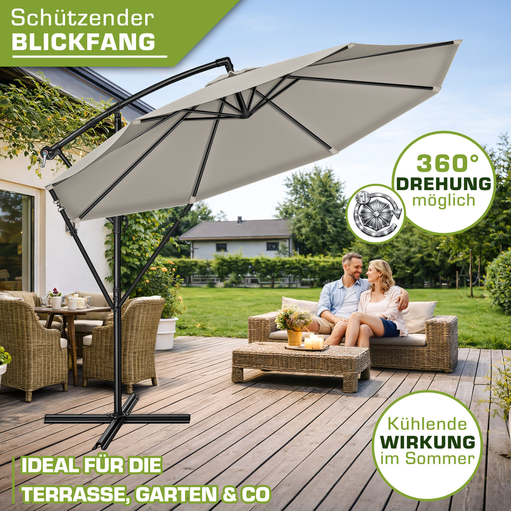 Sonnenschirm, Aluminium für Garten und Balkon – Detailansicht 9