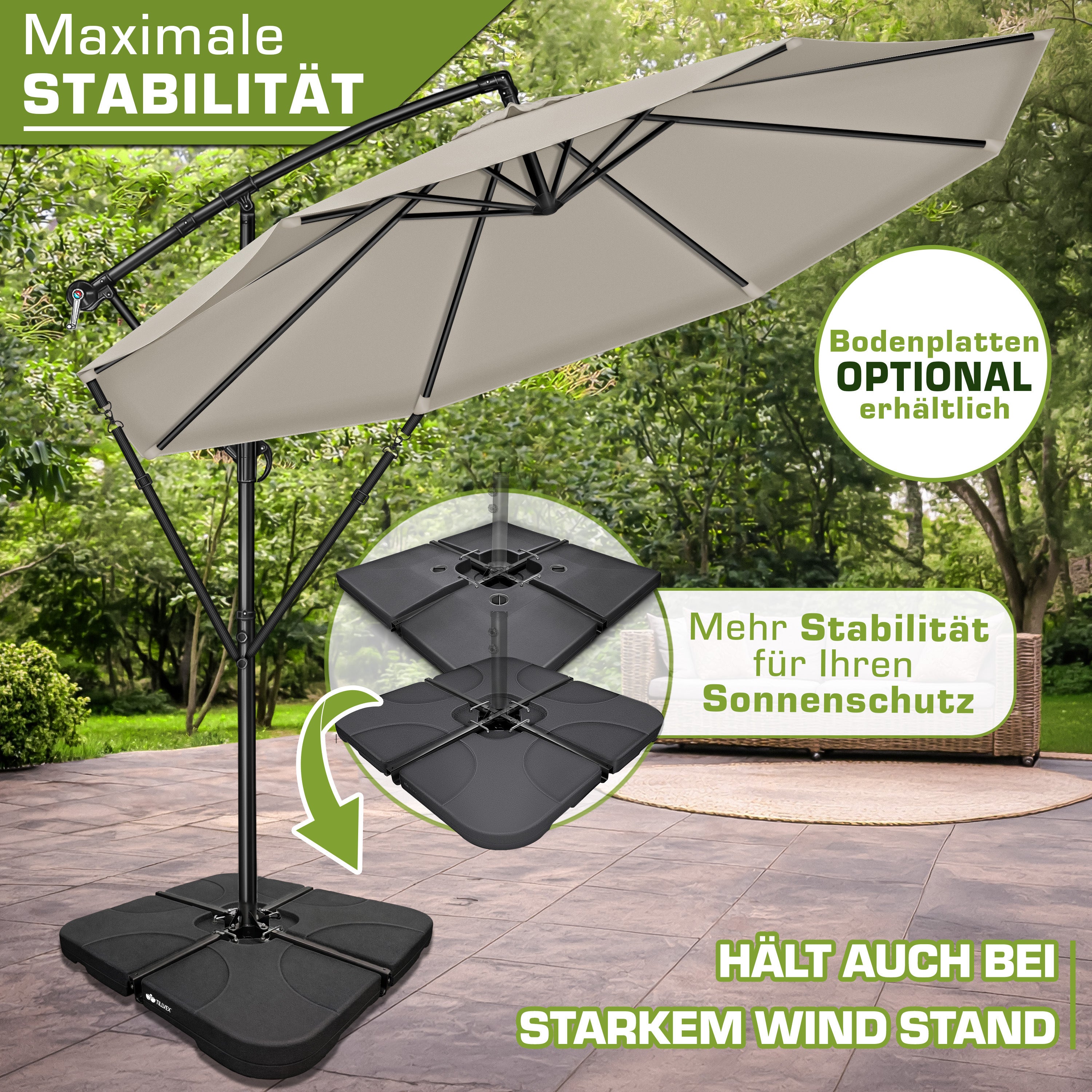 Sonnenschirm, Aluminium für Garten und Balkon – Detailansicht 11