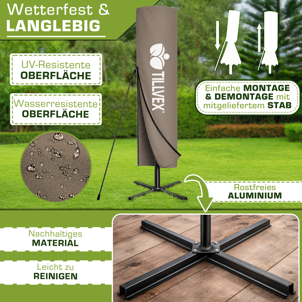 Sonnenschirm, Aluminium für Garten und Balkon – Detailansicht 15