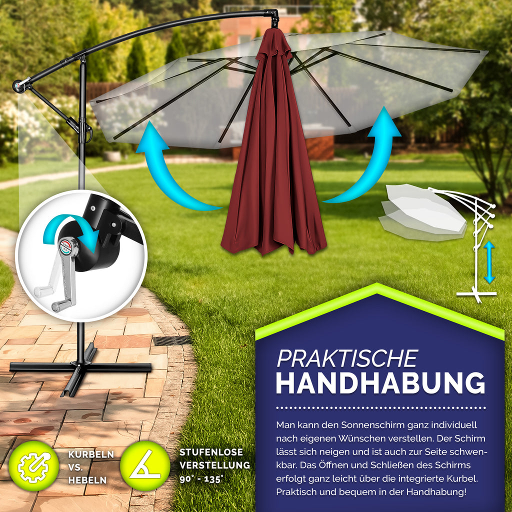 Sonnenschirm, Aluminium für Garten und Balkon – Detailansicht 23
