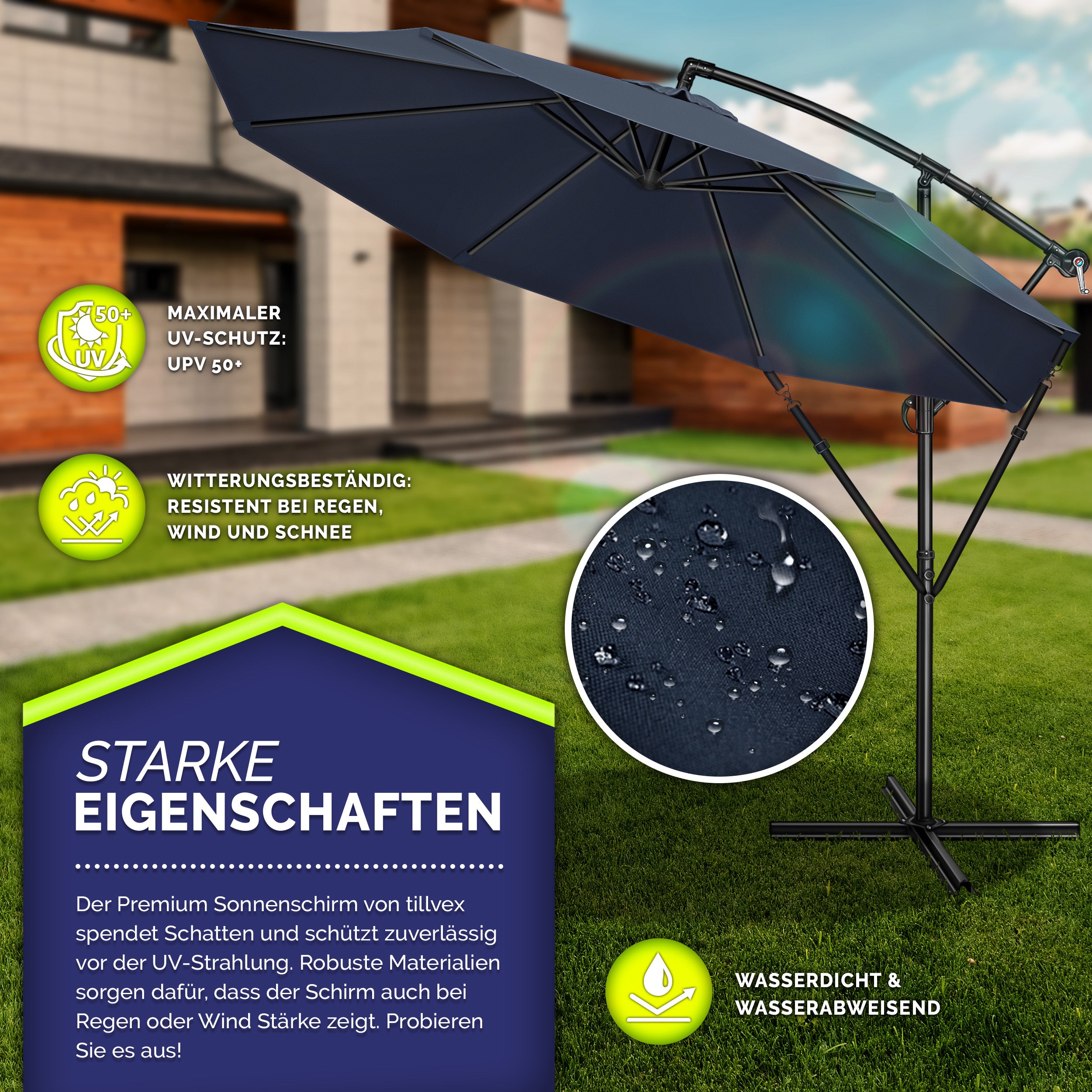 Sonnenschirm, Aluminium für Garten und Balkon – Detailansicht 34
